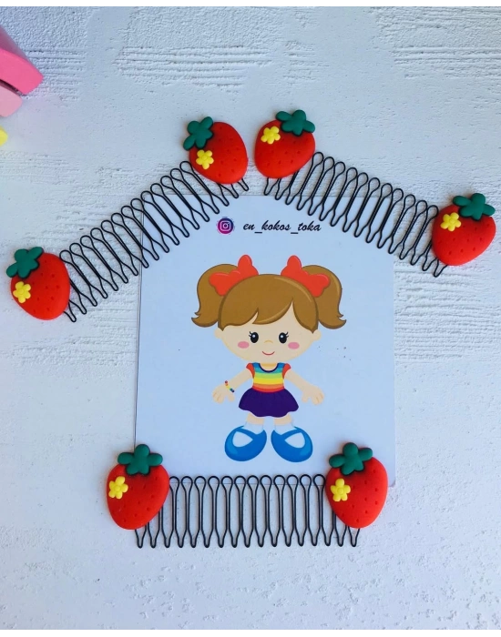 Çilek Desenli Tarak Toka