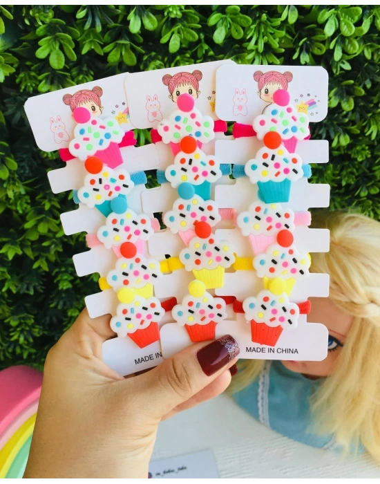 Cupcake Desenli 5’li Havlu Lastik