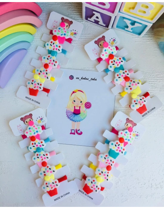 Cupcake Desenli 5’li Havlu Lastik