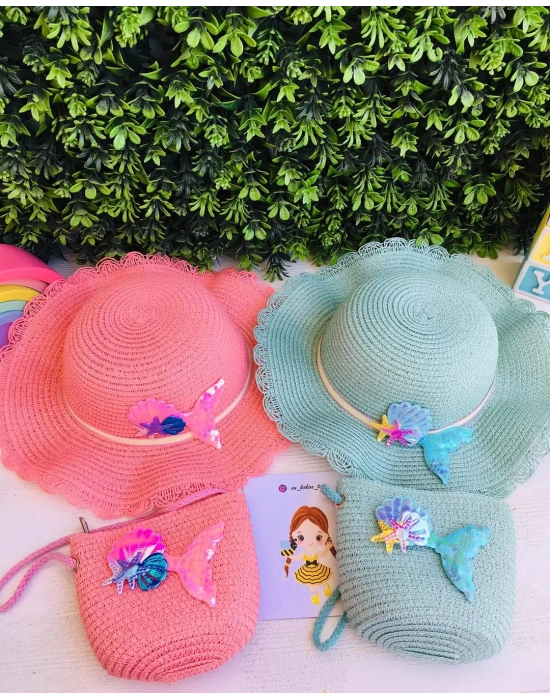 Deniz Kızı Hasır Şapka Ve Çanta Seti