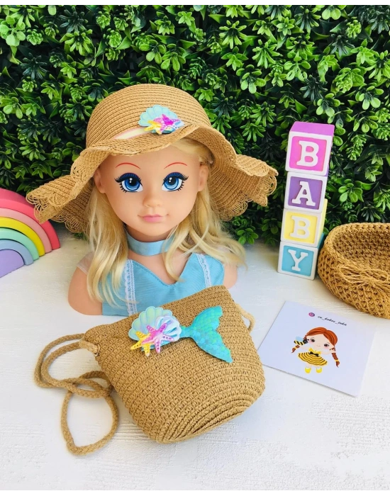 Deniz Kızı Hasır Şapka Ve Çanta Seti
