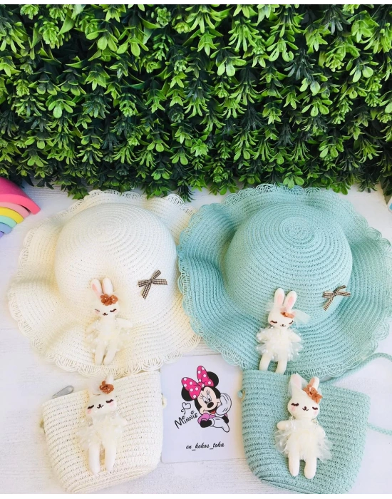 Hasır Çanta Ve Şapka Seti