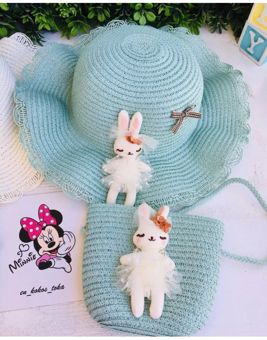 Hasır Çanta Ve Şapka Seti