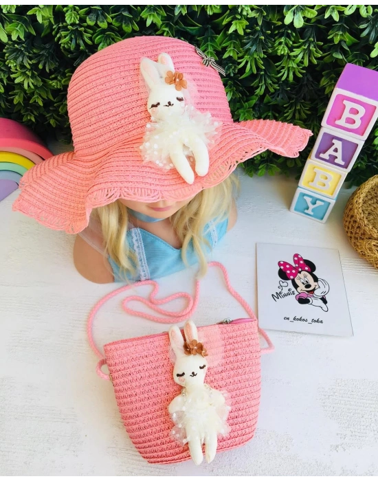 Hasır Çanta Ve Şapka Seti