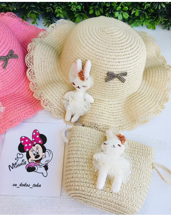 Hasır Çanta Ve Şapka Seti