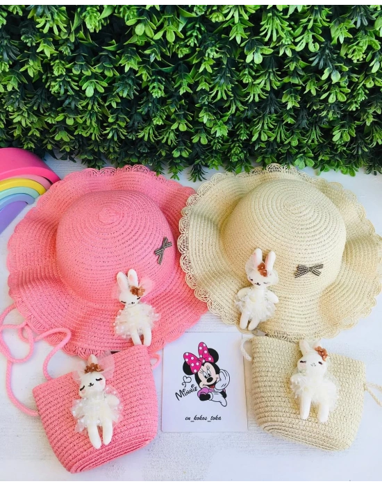 Hasır Çanta Ve Şapka Seti