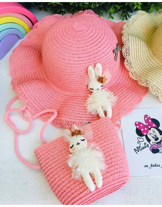 Hasır Çanta Ve Şapka Seti