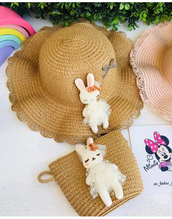 Hasır Çanta Ve Şapka Seti