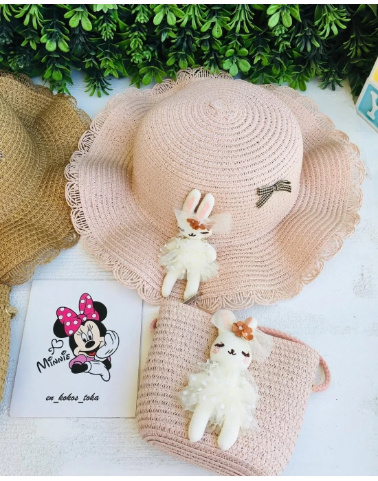 Hasır Çanta Ve Şapka Seti