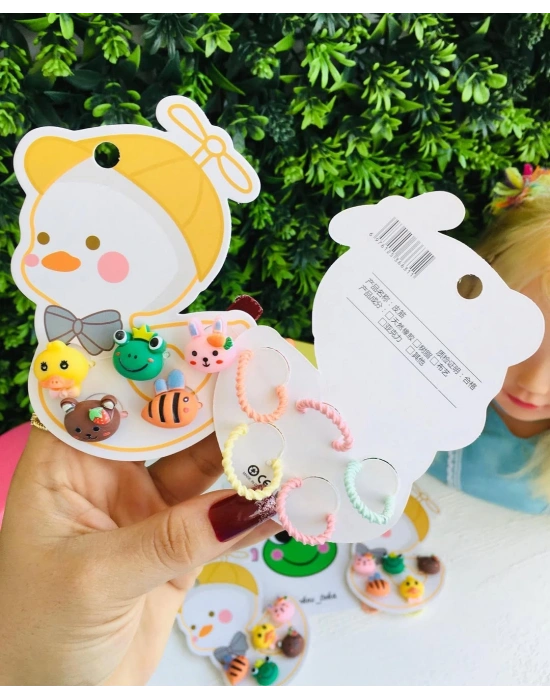 Hayvan Figürlü 5li Lastik Toka