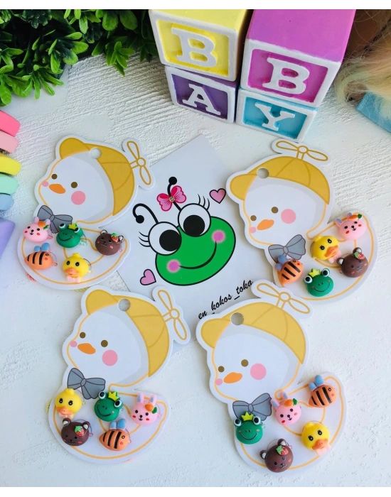 Hayvan Figürlü 5li Lastik Toka