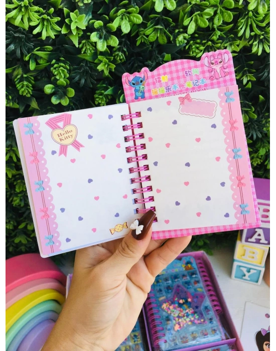 İçi Boncuklu Stickerlı Not Defteri