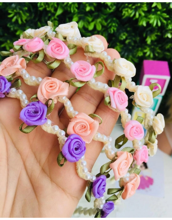 İnci Detaylı Çiçekli Taç