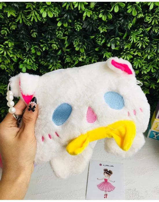 İnci Kulplu Peluş Çanta