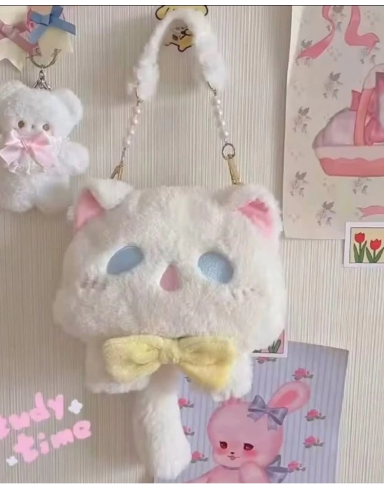 İnci Kulplu Peluş Çanta