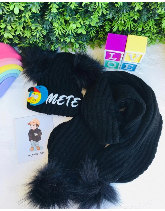 İsme Özel Triko Atkı Bere Takımı