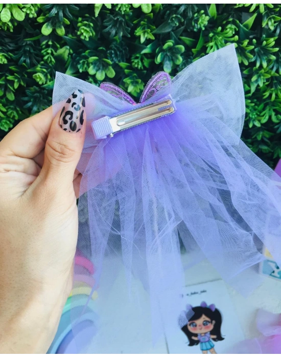 Kelebek Detaylı Tüllü Kuyruklu Toka