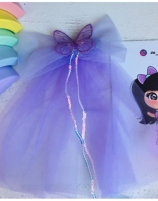 Kelebek Detaylı Tüllü Kuyruklu Toka