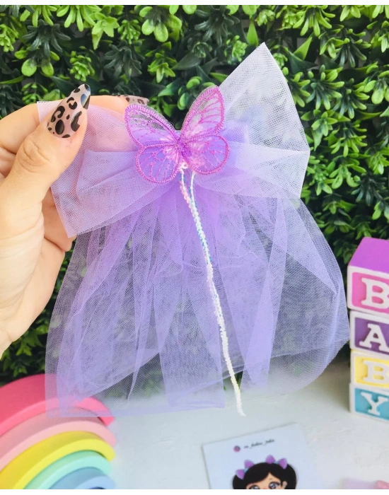 Kelebek Detaylı Tüllü Kuyruklu Toka