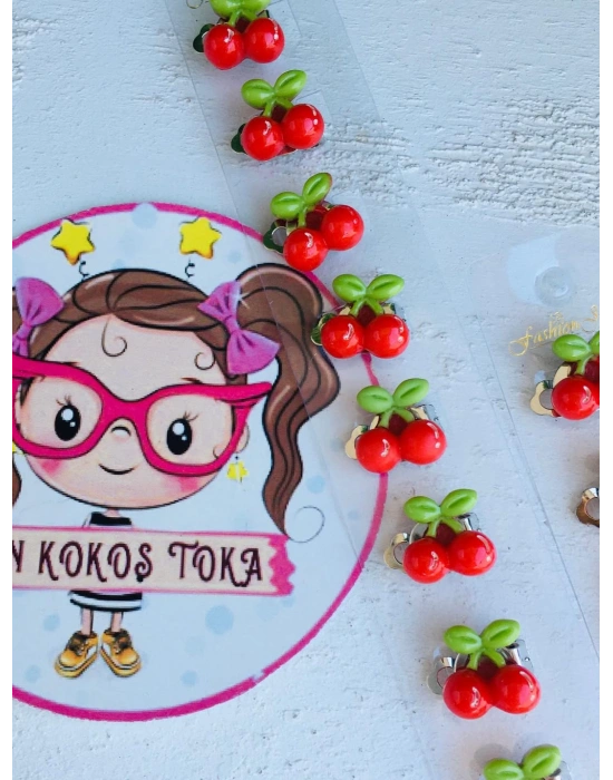 Kiraz Modelli Saç Küpesi