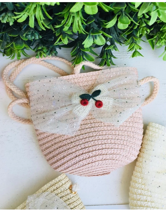 Kirazlı Hasır Çanta