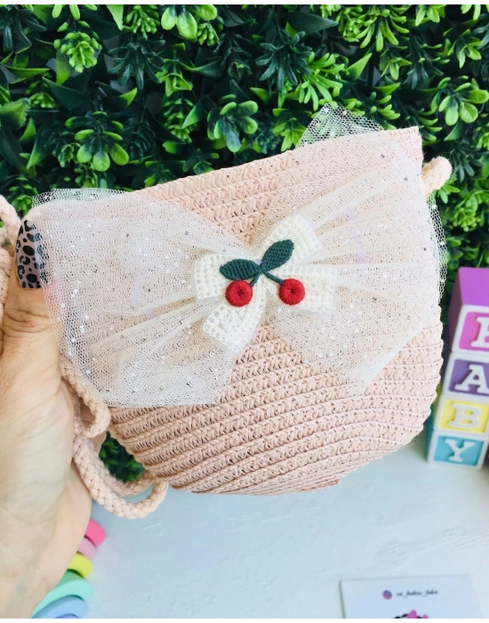 Kirazlı Hasır Çanta