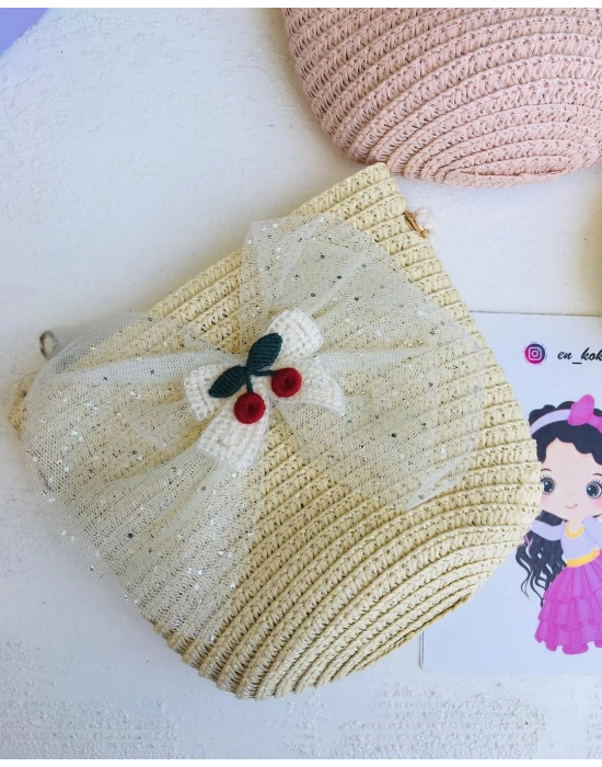 Kirazlı Hasır Çanta