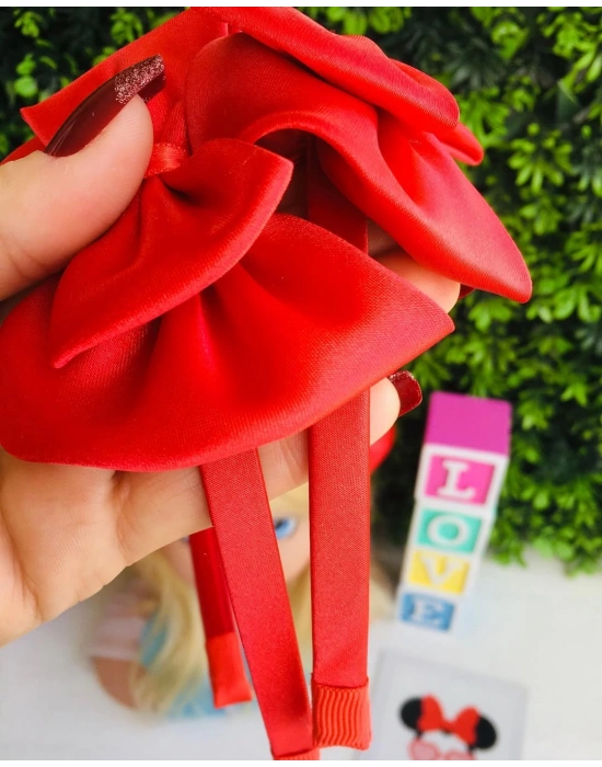 Kırmızı Saten Kurdele Taç