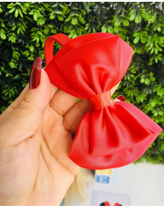 Kırmızı Saten Kurdele Taç