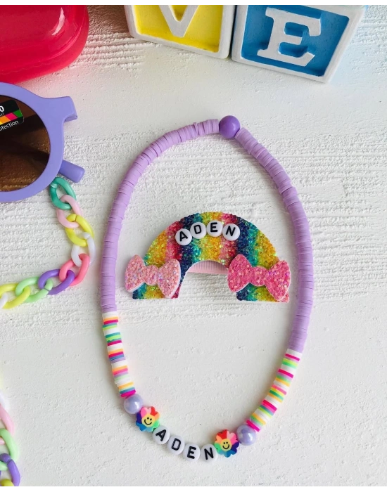 Kişiye Özel İsimli Gözlük Kolye ve Zincir Seti