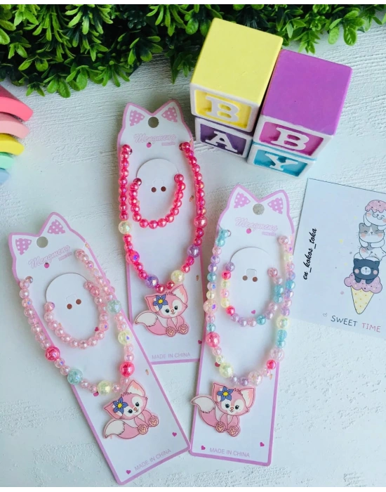 Kristal Boncuk Kolye Bileklik Seti