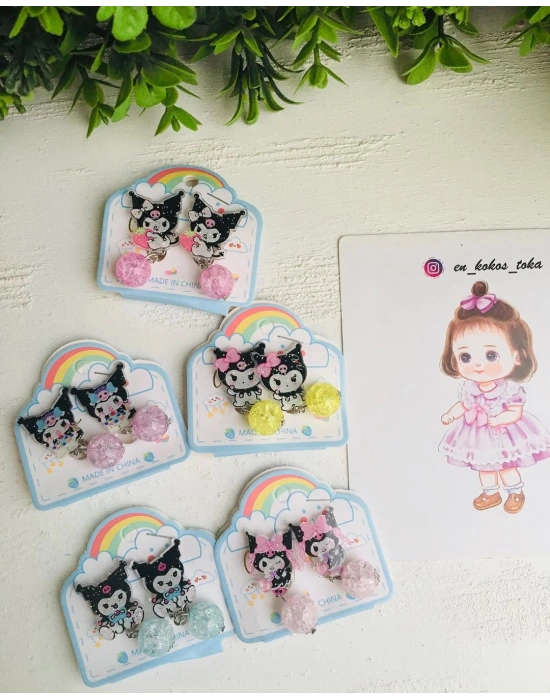 Kulağı Delik Olmayanlar İçin Kuromi Klips Küpe