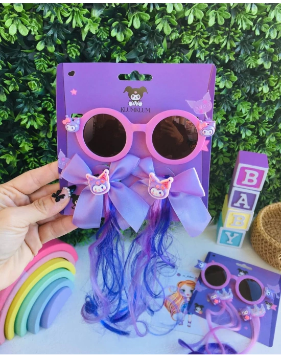 Kuromi Gözlük Ve Yapay Saç Seti