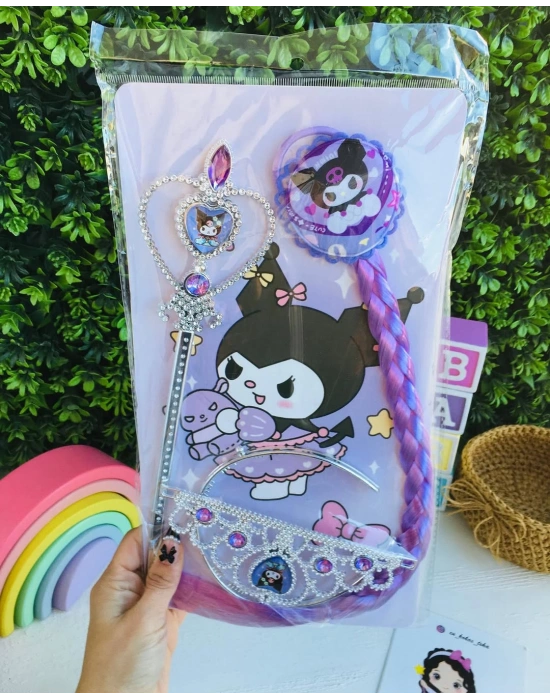 Kuromi Örgü Saç-Asa Seti-Taç