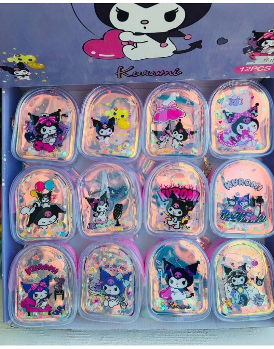 Kuromi Parlak Fermuarlı Sulu Anahtarlık Cüzdan