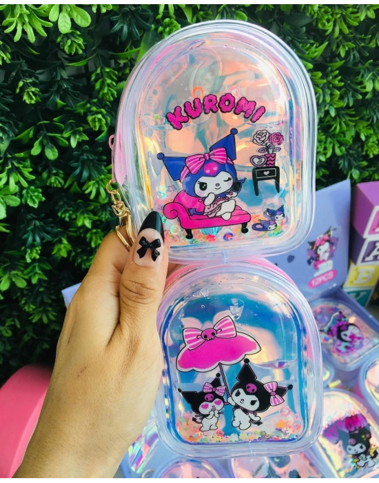 Kuromi Parlak Fermuarlı Sulu Anahtarlık Cüzdan