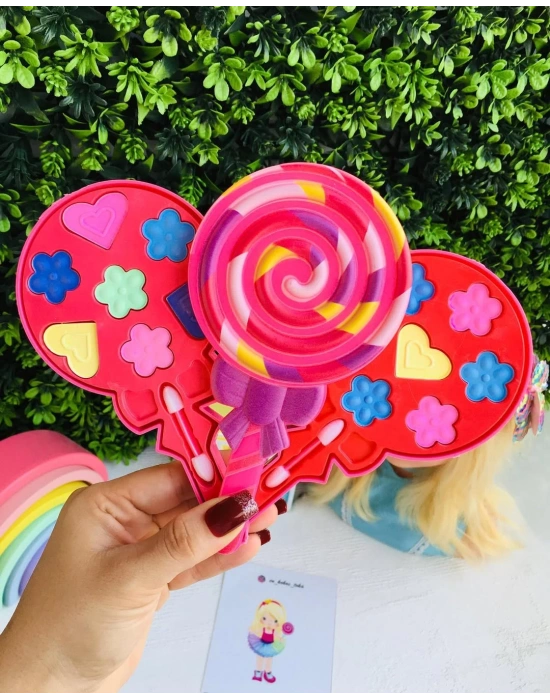 Lolipop Desenli Gerçek Sürülebilir Makyaj Seti