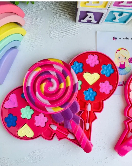 Lolipop Desenli Gerçek Sürülebilir Makyaj Seti
