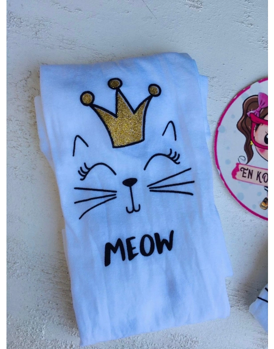 Meow Kedi Ve Yıldız Detaylı Külotlu Çorap