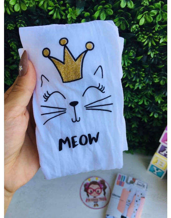 Meow Kedi Ve Yıldız Detaylı Külotlu Çorap