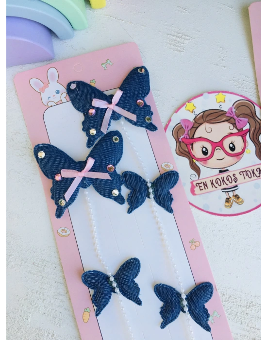 Örgü İle Örülebilen Kelebek-Kalp Detaylı Toka