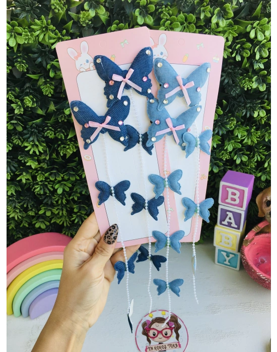 Örgü İle Örülebilen Kelebek-Kalp Detaylı Toka