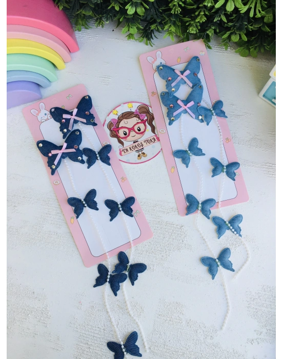 Örgü İle Örülebilen Kelebek-Kalp Detaylı Toka