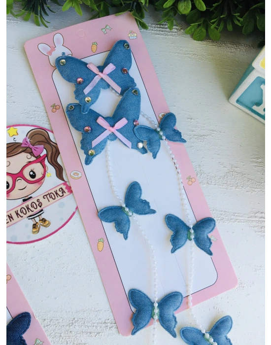 Örgü İle Örülebilen Kelebek-Kalp Detaylı Toka