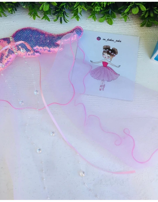 Payetli Tül Duvak Ve Kanat Detaylı Kokoş Prenses Tokası