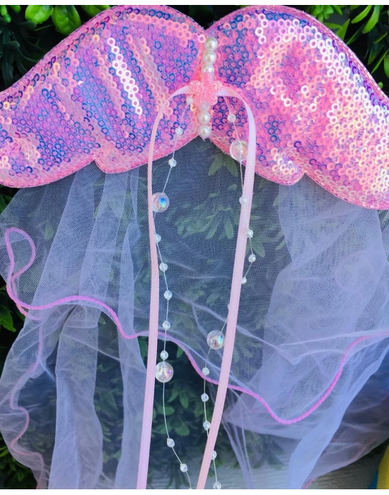 Payetli Tül Duvak Ve Kanat Detaylı Kokoş Prenses Tokası