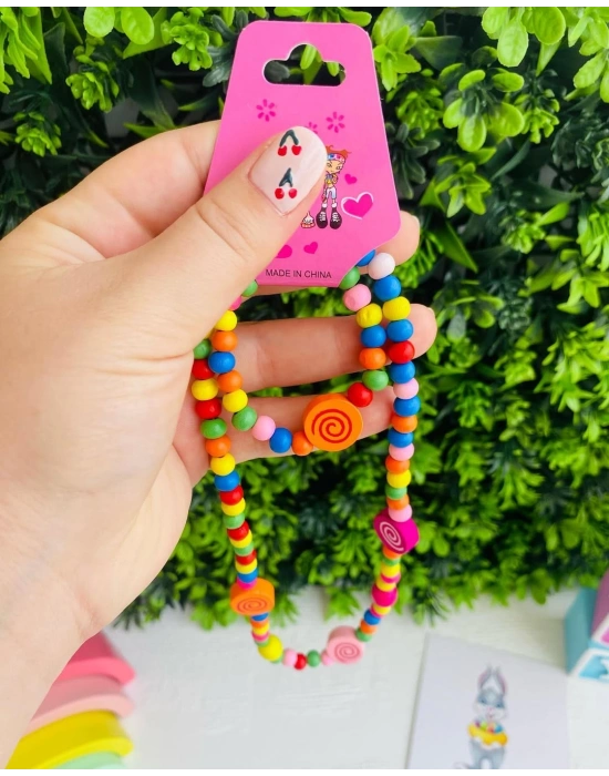 Rengarenk Ahşap Kolye Bileklik Setleri