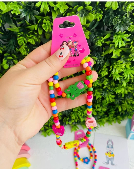 Rengarenk Ahşap Kolye Bileklik Setleri