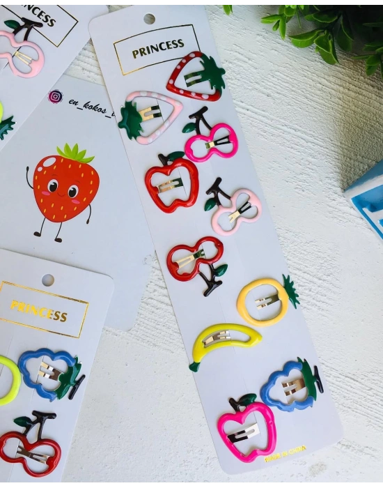 Rengarenk Meyve Figürlü Çıtçıt Tokalar