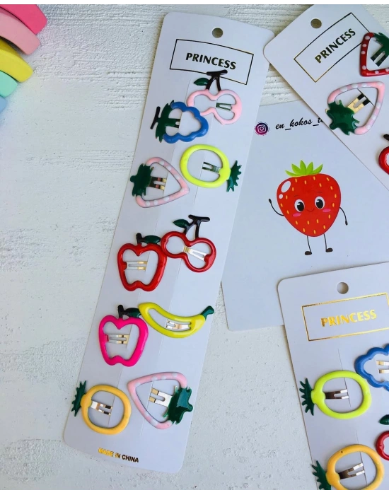 Rengarenk Meyve Figürlü Çıtçıt Tokalar